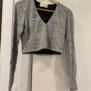 Alicia + Olivia crop top long sleeve marled top